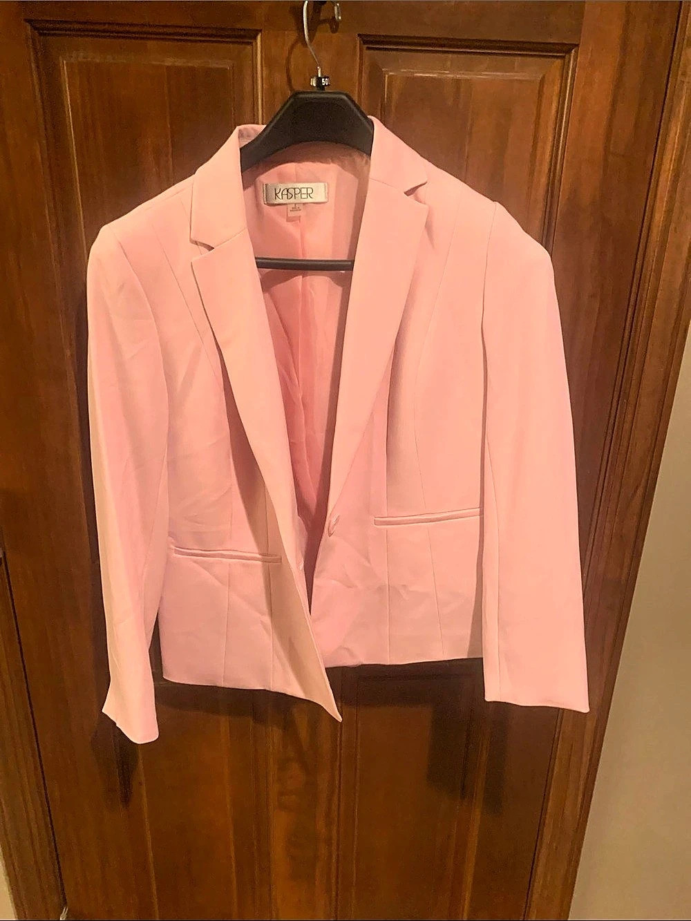 Kasper One-Button Notch Collar Blazer Pink
